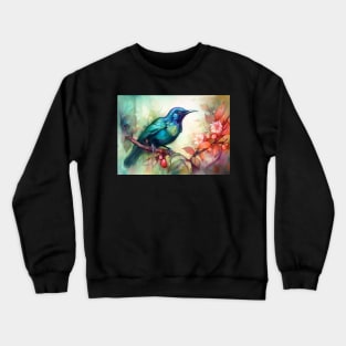 Watercolour bird on a branch Crewneck Sweatshirt